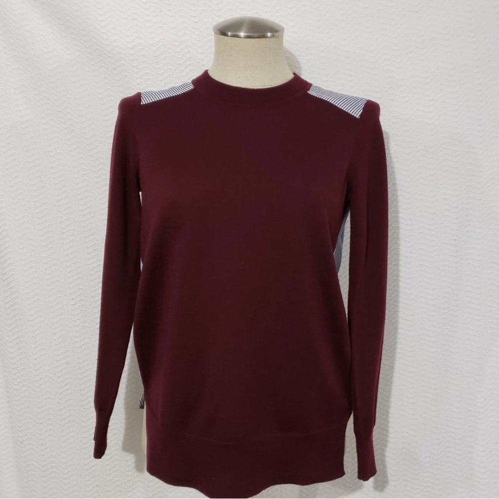 J. Crew Front Sleeve 100% Merino wool Back Cotton Blend striped Sweater Top